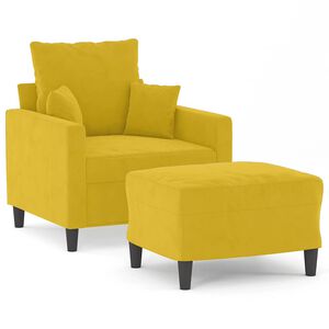 vidaXL Poltrona com apoio de p&eacute;s 60 cm veludo amarelo