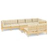 vidaXL 9 pcs conjunto lounge jardim c/ almofad&otilde;es creme pinho maci&ccedil;o