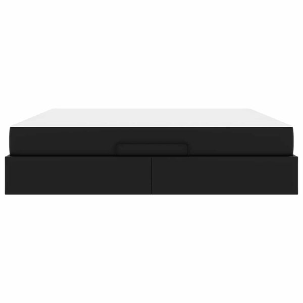 vidaXL Estrutura de cama com colch&atilde;o com colch&atilde;o 2 pcs Preto PVC