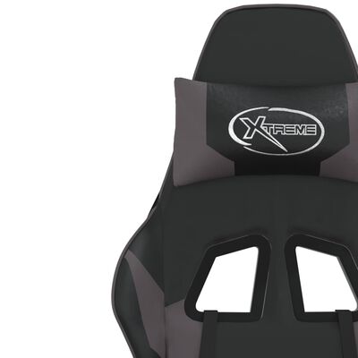 vidaXL Cadeira gaming couro artificial preto e cinzento