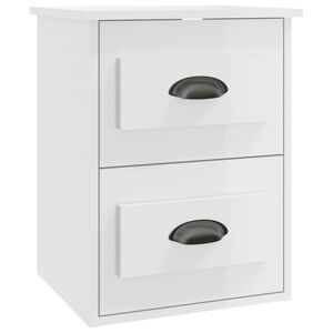 vidaXL Mesa de cabeceira de parede 41,5x36x53 cm branco brilhante