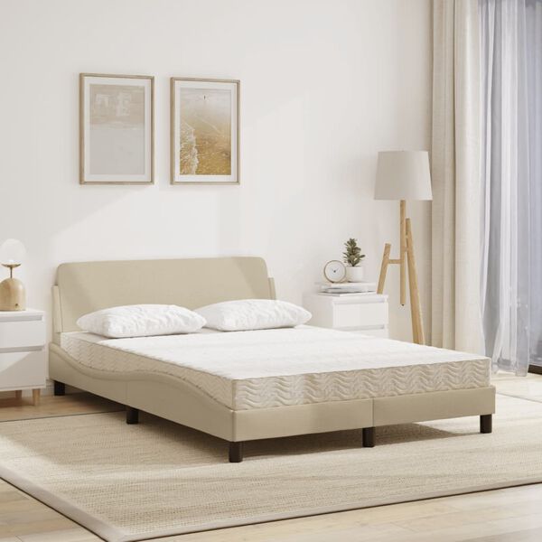 vidaXL Cama com colch&atilde;o Dover 140x200 cm tecido cor creme