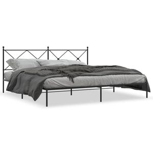 vidaXL Estrutura de cama com cabeceira 193x203 cm metal preto