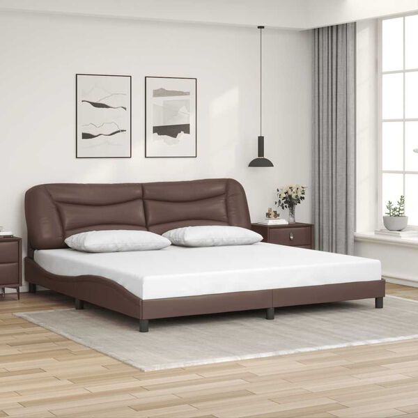 vidaXL Estrutura de cama sem colch&atilde;o Hvar 200x200cm couro artificial castanho