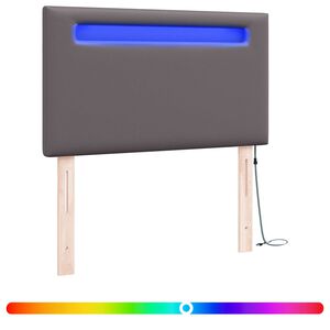 vidaXL Cabeceira LED Cinzeto 100 cm Couro Sint&eacute;tico
