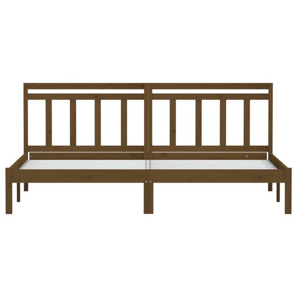 vidaXL Estrutura de cama 200x200 cm pinho maci&ccedil;o castanho mel