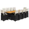 vidaXL 11 pcs conjunto de bistr&ocirc; p/ jardim c/ almofad&otilde;es vime PE preto