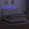 vidaXL Cama box spring c/ colch&atilde;o e LED 180x200 cm tecido cor creme