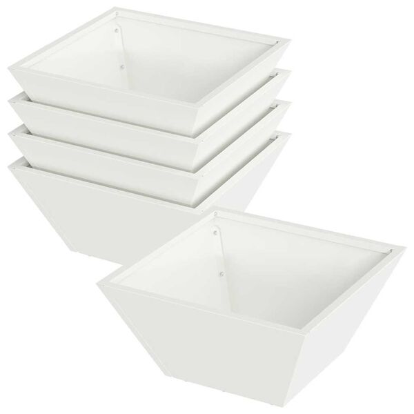 vidaXL Vaso de Jardim 5 pcs Branco 35 x 35 x 15 cm A&ccedil;o laminado a frio
