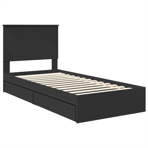 vidaXL Cama com Armazenamento Preto 90 x 190 cm Madeira processada