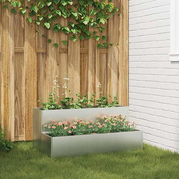 vidaXL Vaso de Jardim Prateado 100 x 60 x 45 cm Aço Galvanizado