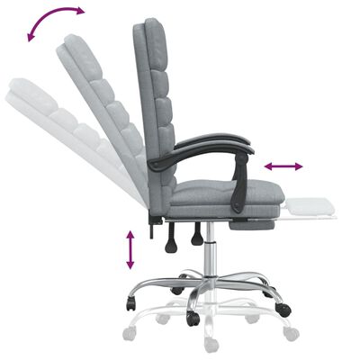 vidaXL Cadeira massagens escritório reclinável tecido cinzento-claro