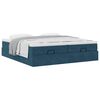 vidaXL Estrutura de cama otomana com colch&atilde;o azul escuro veludo