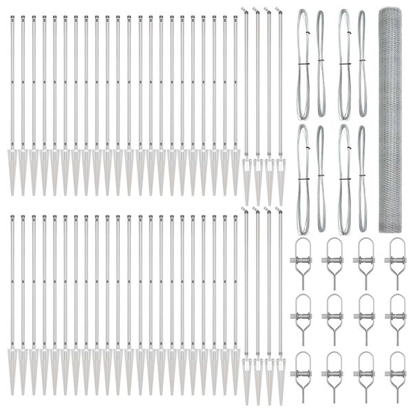 vidaXL Poste de Cerca Prateado 100 x 1,6 m (malha de 25 mm) A&ccedil;o