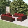 vidaXL 12 pcs conjunto lounge jardim c/ almofad&otilde;es vime PE castanho
