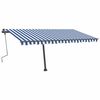 vidaXL Toldo retrátil manual com LED 400x300 cm azul e branco