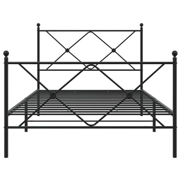 vidaXL Estrutura de cama com cabeceira e p&eacute;s 107x203 cm metal preto