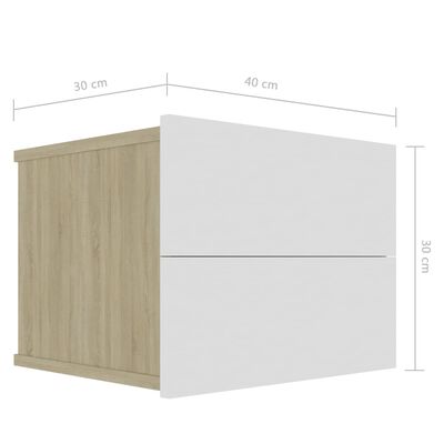 vidaXL Mesa de cabeceira 40x30x30 cm contrap. branco e carvalho sonoma