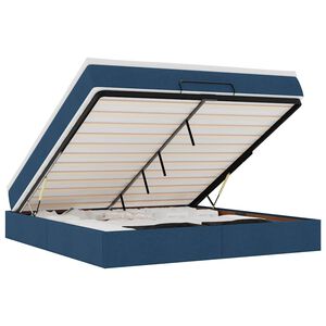 Estrutura de cama otomana vidaXL com tecido azul colch&atilde;o 180x200cm