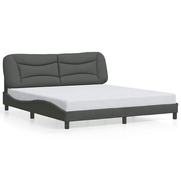 vidaXL Estrutura de cama sem colch&atilde;o Hvar 180x200 cm tecido cinzento-escuro