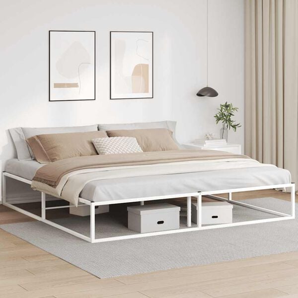 vidaXL Estrutura de cama sem colch&atilde;o branco 200x200 cm metal