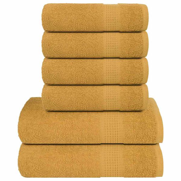 vidaXL 6pcs Conjunto de toalhas FROGN 100% algodão dourado