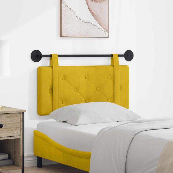 vidaXL Cabeceira Suspensa Amarelo 100 x 55 x 5 cm Veludo