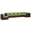 vidaXL 7 pcs conjunto lounge de jardim c/ almofad&otilde;es vime PE castanho