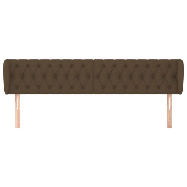 vidaXL Cabeceira de cama c/ abas tecido 203x23x78/88cm castanho-escuro