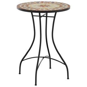 vidaXL Mesa de bistr&ocirc; em mosaico &Oslash;50x70 cm cer&acirc;mica terracota e branco