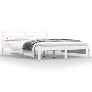vidaXL Estrutura de cama king 150x200 cm pinho maci&ccedil;o branco