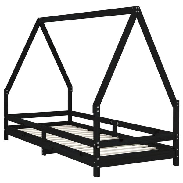 vidaXL Estrutura de cama infantil 80x200 cm pinho maci&ccedil;o preto