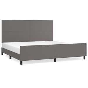 vidaXL Estrutura cama c/ cabeceira 200x200cm couro artificial cinzento