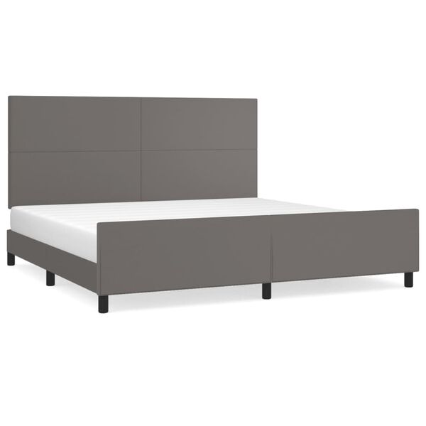 vidaXL Estrutura cama c/ cabeceira 200x200cm couro artificial cinzento