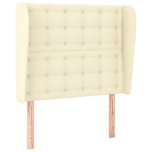 vidaXL Cabeceira cama c/ abas couro artificial 93x23x118/128 cm creme