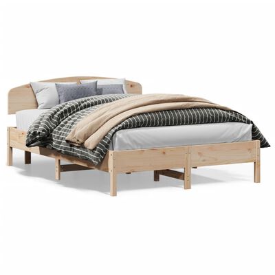vidaXL Estrutura de cama com cabeceira 140x200 cm pinho maciço