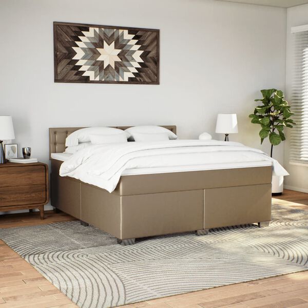 vidaXL Cama com molas/colch&atilde;o 180x200 cm couro artificial cappuccino