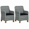 vidaXL Cadeiras de jardim c/ almofad&otilde;es 2 pcs vime PE cinzento-claro