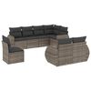 vidaXL 8 pcs conjunto sof&aacute;s de jardim c/ almofad&otilde;es vime PE cinzento