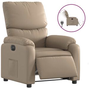 vidaXL Poltrona reclin&aacute;vel el&eacute;trica couro artificial cor cappuccino