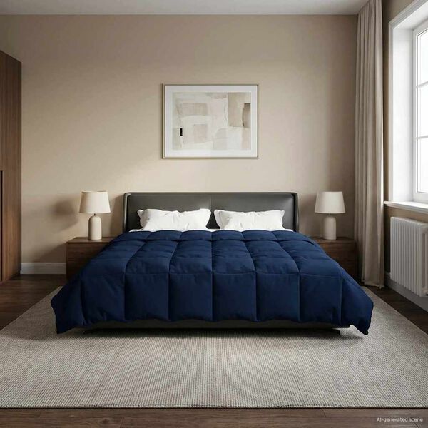 vidaXL Edredom de Inverno Azul Escuro 200 x 200 cm Microfibra