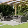 vidaXL 9 pcs conjunto lounge de jardim c/ almofad&otilde;es vime PE cinzento