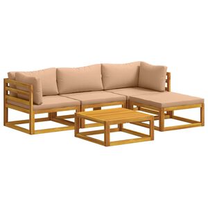 vidaXL Conjunto de Sof&aacute;s 5 unid. Natural Madeira S&oacute;lida de Ac&aacute;cia
