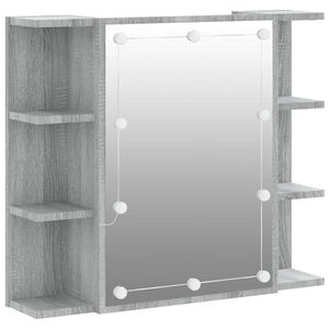 vidaXL Arm&aacute;rio espelhado com LED 70x16,5x60 cm sonoma cinza