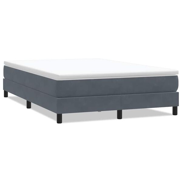 vidaXL Cama com molas sem colch&atilde;o 140x220 cm veludo cinzento-escuro