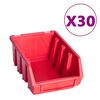 vidaXL 136 pcs kit caixas arruma&ccedil;&atilde;o c/ pain&eacute;is parede vermelho e preto