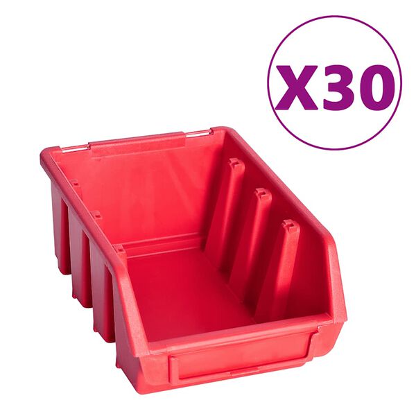 vidaXL 136 pcs kit caixas arruma&ccedil;&atilde;o c/ pain&eacute;is parede vermelho e preto
