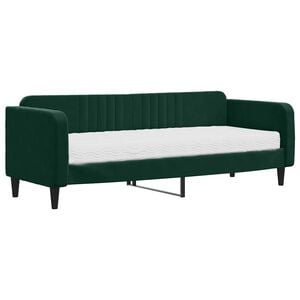 vidaXL Sof&aacute;-cama com colch&atilde;o 80x200 cm veludo verde-escuro