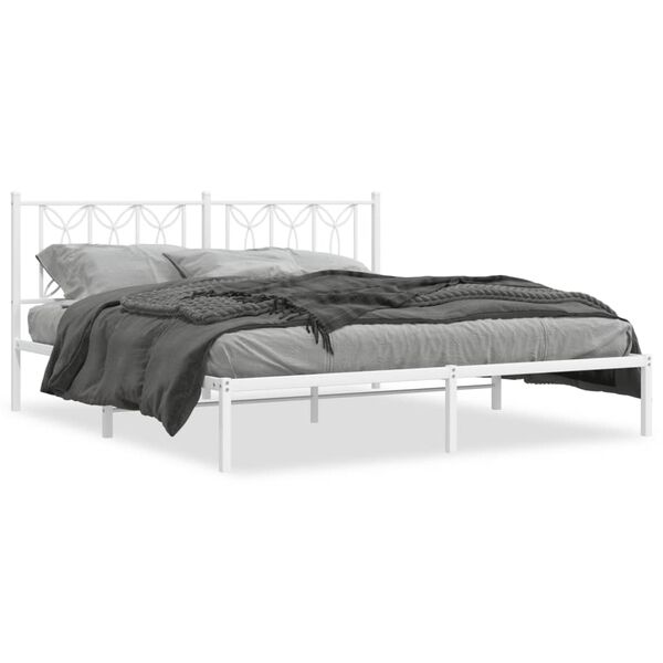 vidaXL Estrutura de cama com cabeceira 180x200 cm metal branco