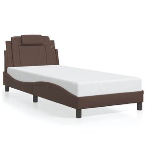 vidaXL Estrutura de cama Viana sem colch&atilde;o couro artificial 80x200 cm castanho